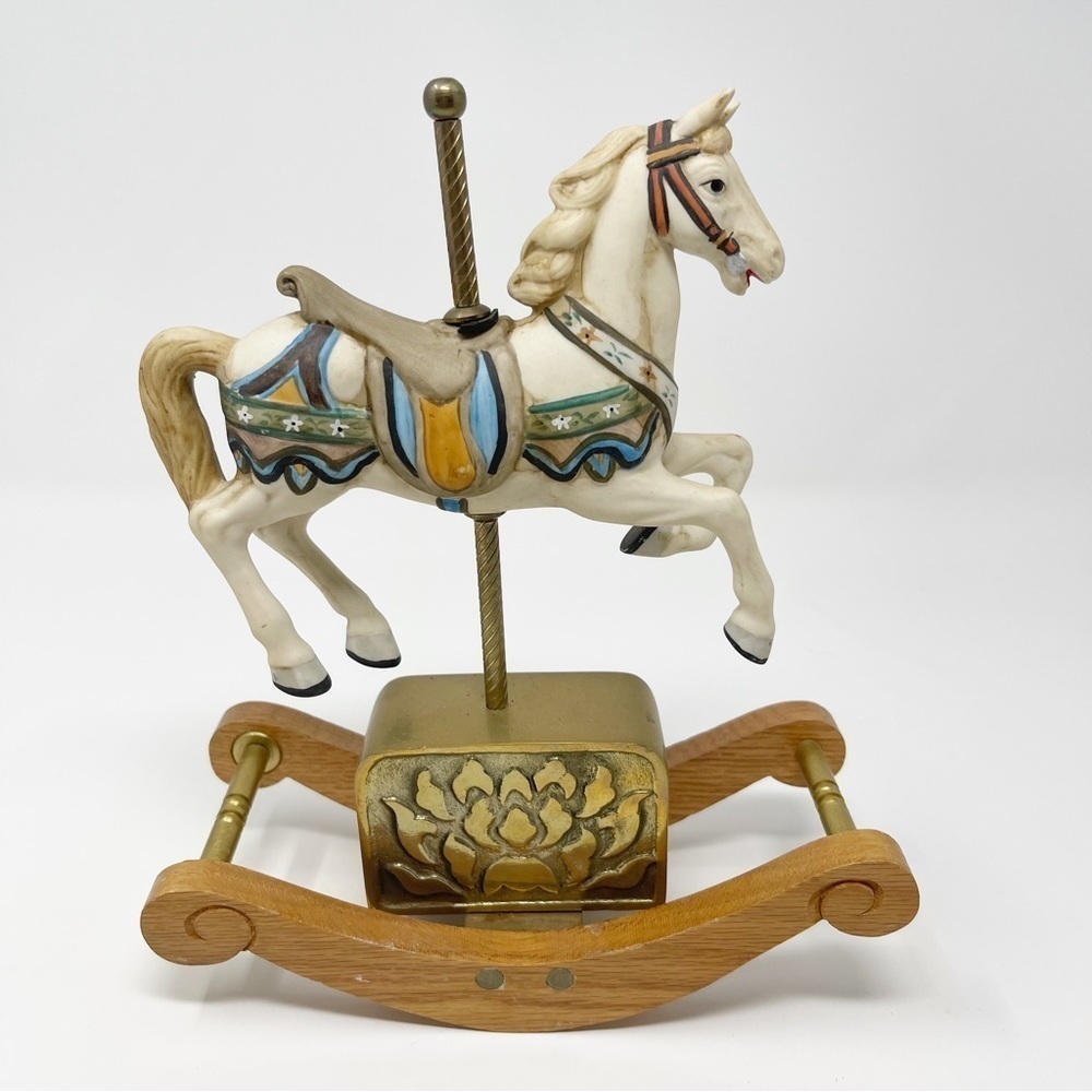 Vintage Willits Melodies Rocking Ceramic Horse Music Box Carousel 1987